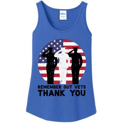 Remember Our Vets Thank You Salute Flag Memorial Day Patriot Cool Gift Ladies Essential Tank