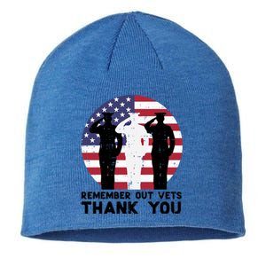 Remember Our Vets Thank You Salute Flag Memorial Day Patriot Cool Gift Sustainable Beanie