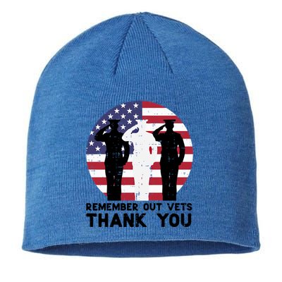 Remember Our Vets Thank You Salute Flag Memorial Day Patriot Cool Gift Sustainable Beanie