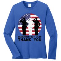 Remember Our Vets Thank You Salute Flag Memorial Day Patriot Cool Gift Ladies Long Sleeve Shirt