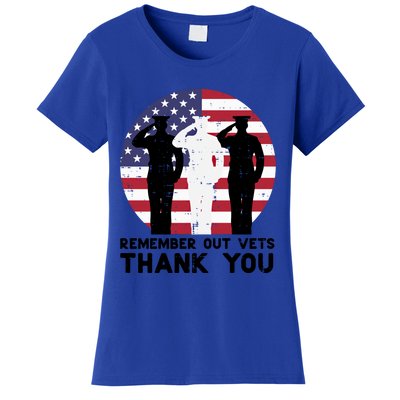 Remember Our Vets Thank You Salute Flag Memorial Day Patriot Cool Gift Women's T-Shirt