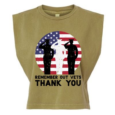 Remember Our Vets Thank You Salute Flag Memorial Day Patriot Cool Gift Garment-Dyed Women's Muscle Tee