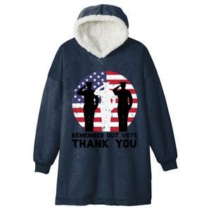 Remember Our Vets Thank You Salute Flag Memorial Day Patriot Cool Gift Hooded Wearable Blanket