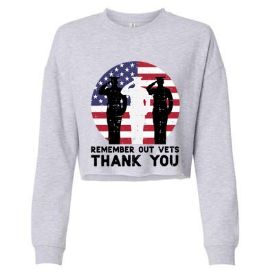 Remember Our Vets Thank You Salute Flag Memorial Day Patriot Cool Gift Cropped Pullover Crew