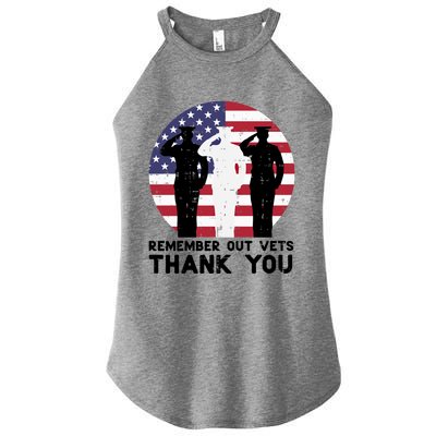 Remember Our Vets Thank You Salute Flag Memorial Day Patriot Cool Gift Women's Perfect Tri Rocker Tank