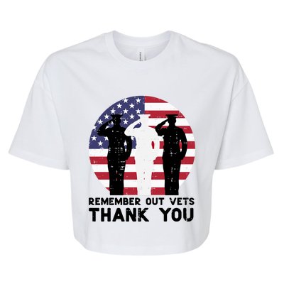 Remember Our Vets Thank You Salute Flag Memorial Day Patriot Cool Gift Bella+Canvas Jersey Crop Tee