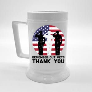 Remember Our Vets Thank You Salute Flag Memorial Day Patriot Cool Gift Beer Stein