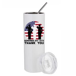 Remember Our Vets Thank You Salute Flag Memorial Day Patriot Cool Gift Stainless Steel Tumbler