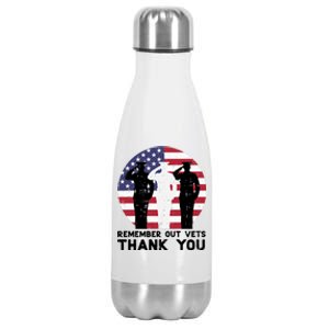 Remember Our Vets Thank You Salute Flag Memorial Day Patriot Cool Gift Stainless Steel Insulated Water Bottle