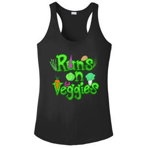 Runs On Veggies Cute Vegan Athletes Funny Running Gift Ladies PosiCharge Competitor Racerback Tank