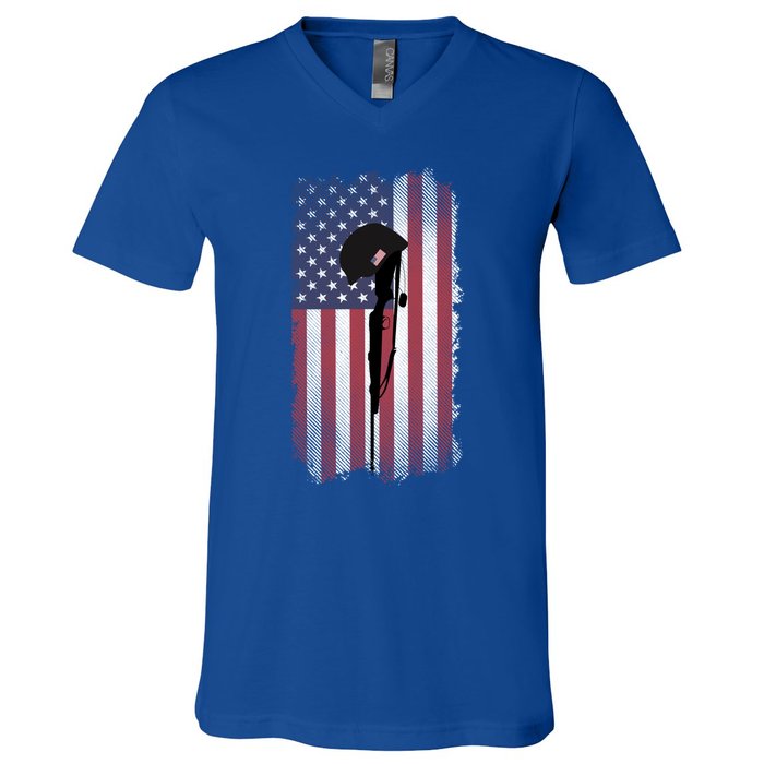 Remember Our Veterans Honor The Fallen Soldier Gift V-Neck T-Shirt