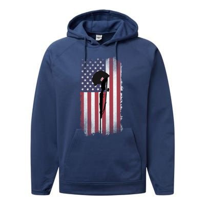 Remember Our Veterans Honor The Fallen Soldier Gift Performance Fleece Hoodie