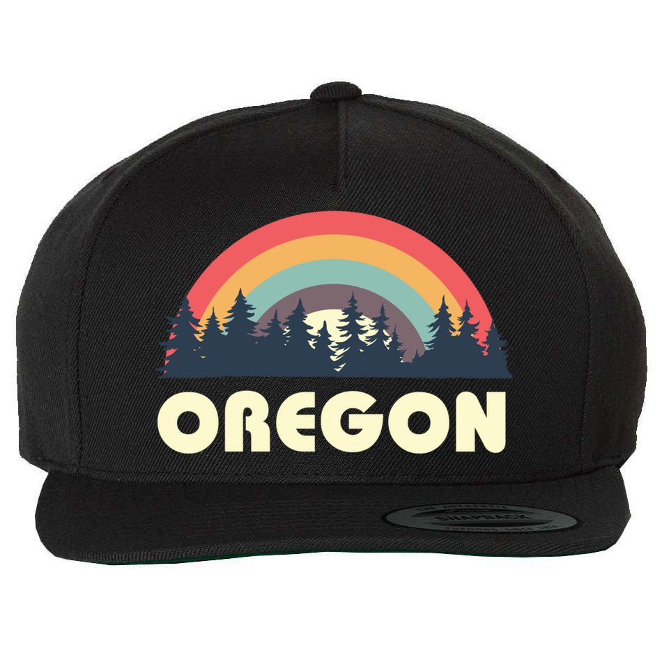 Retro Oregon Vintage Pnw Pacific Northwest Gift Wool Snapback Cap