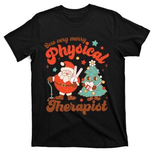 Retro One Very Merry Physical Therapist Santa Christmas Tree T-Shirt