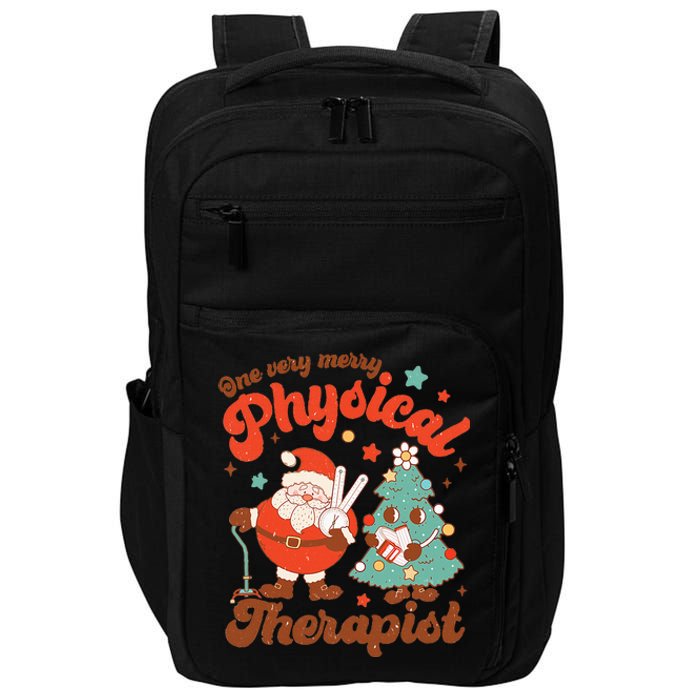 Retro One Very Merry Physical Therapist Santa Christmas Tree Impact Tech Backpack