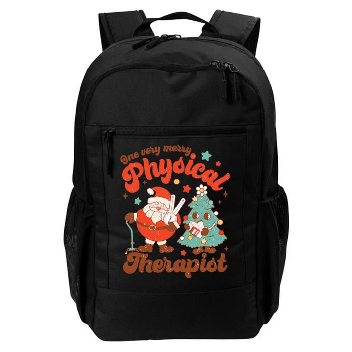 Retro One Very Merry Physical Therapist Santa Christmas Tree Daily Commute Backpack