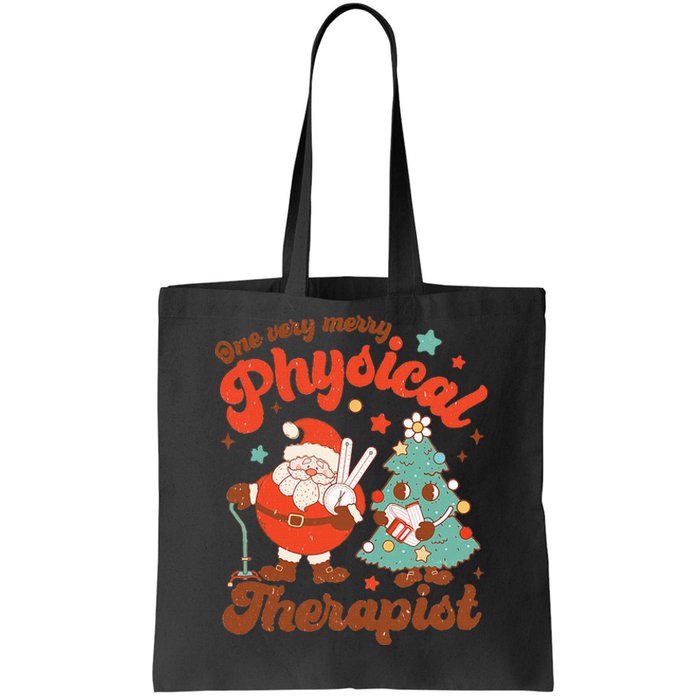 Retro One Very Merry Physical Therapist Santa Christmas Tree Tote Bag