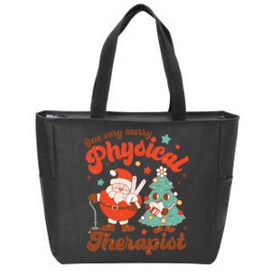 Retro One Very Merry Physical Therapist Santa Christmas Tree Zip Tote Bag