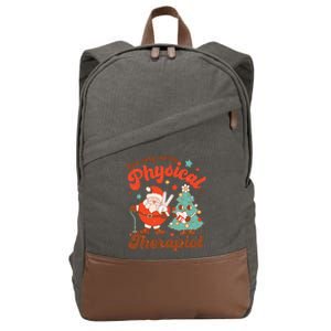 Retro One Very Merry Physical Therapist Santa Christmas Tree Cotton Canvas Backpack