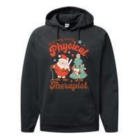 Retro One Very Merry Physical Therapist Santa Christmas Tree Performance Fleece Hoodie