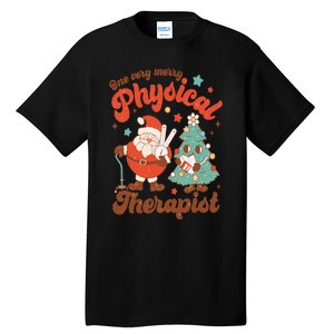 Retro One Very Merry Physical Therapist Santa Christmas Tree Tall T-Shirt