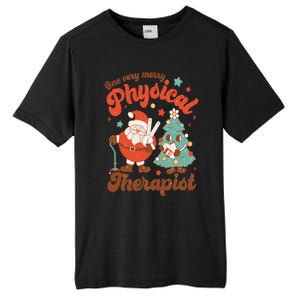 Retro One Very Merry Physical Therapist Santa Christmas Tree Tall Fusion ChromaSoft Performance T-Shirt