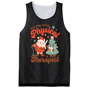 Retro One Very Merry Physical Therapist Santa Christmas Tree Mesh Reversible Basketball Jersey Tank