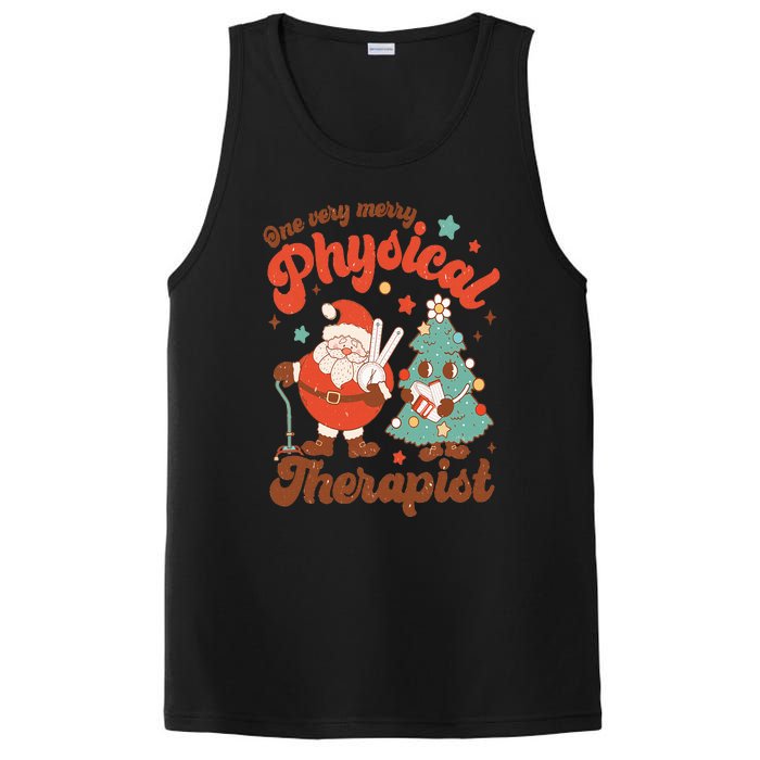 Retro One Very Merry Physical Therapist Santa Christmas Tree PosiCharge Competitor Tank