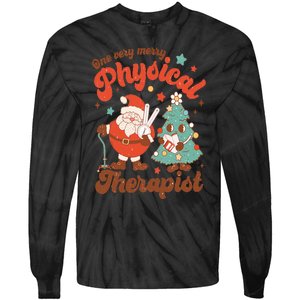 Retro One Very Merry Physical Therapist Santa Christmas Tree Tie-Dye Long Sleeve Shirt