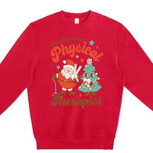 Retro One Very Merry Physical Therapist Santa Christmas Tree Premium Crewneck Sweatshirt