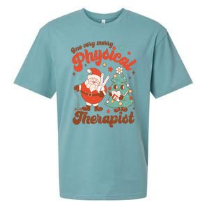 Retro One Very Merry Physical Therapist Santa Christmas Tree Sueded Cloud Jersey T-Shirt