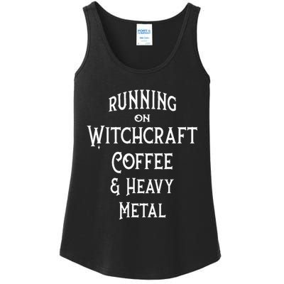 Running On Witchcraft Coffee And Heavy Metal Cheeky Witch Ladies Essential Tank