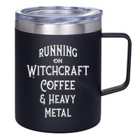 Running On Witchcraft Coffee And Heavy Metal Cheeky Witch 12oz Stainless Steel Coffee Mug