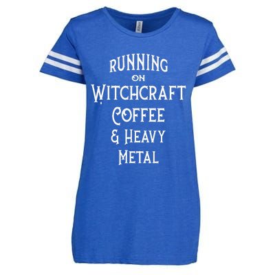 Running On Witchcraft Coffee And Heavy Metal Cheeky Witch Enza Ladies Jersey Football T-Shirt