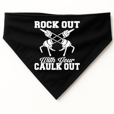 Rock Out With Your Caulk Out Construction Worker Funny Gift USA-Made Doggie Bandana