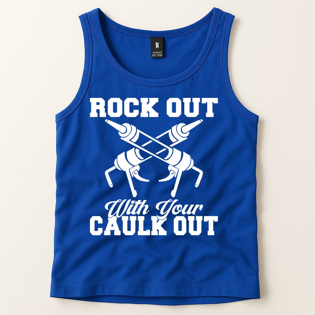 Rock Out With Your Caulk Out Construction Worker Funny Gift Tank Top