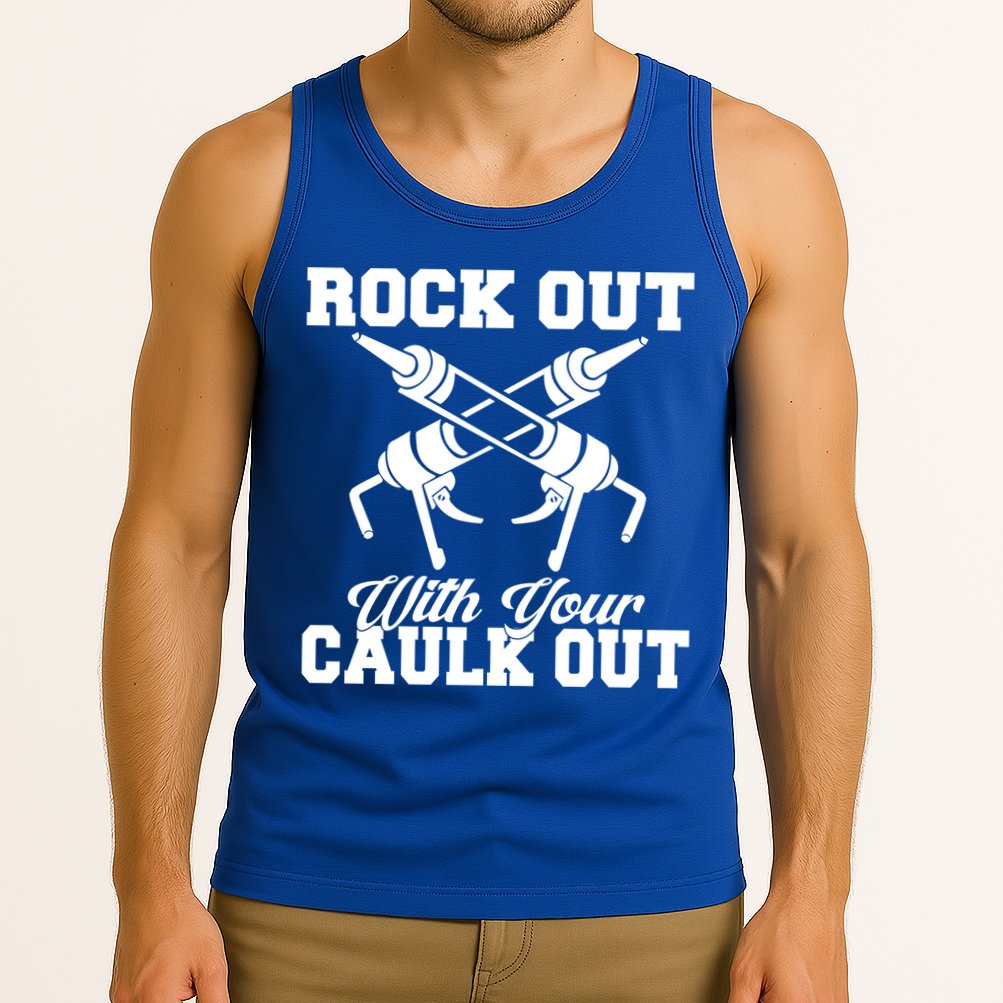 Rock Out With Your Caulk Out Construction Worker Funny Gift Tank Top