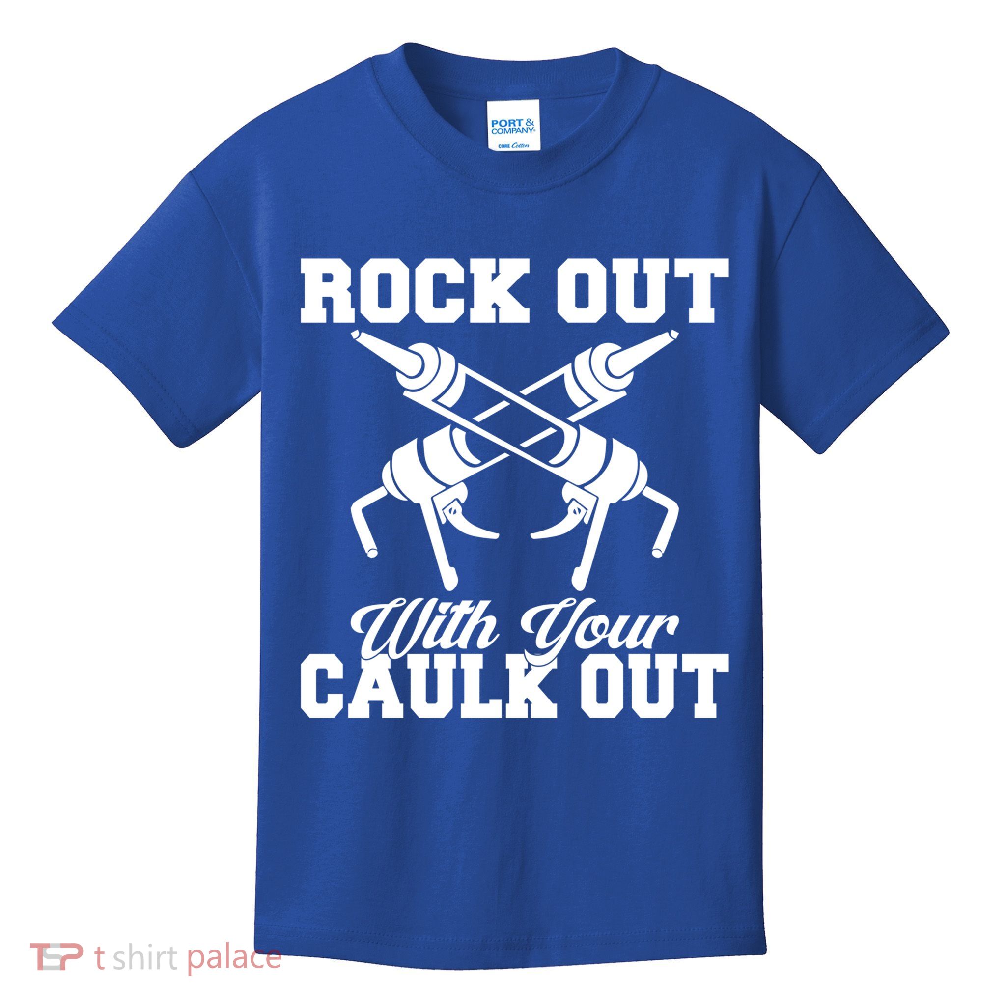 Rock Out With Your Caulk Out Construction Worker Funny Gift Kids T-Shirt