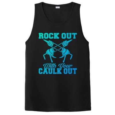 Rock Out With Your Caulk Out Construction Worker Funny Gift PosiCharge Competitor Tank