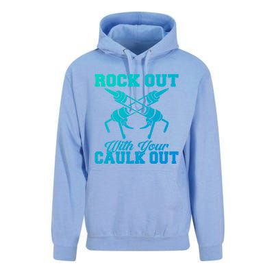 Rock Out With Your Caulk Out Construction Worker Funny Gift Unisex Surf Hoodie