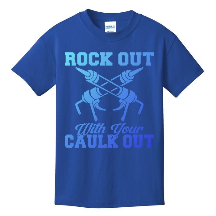 Rock Out With Your Caulk Out Construction Worker Funny Gift Kids T-Shirt