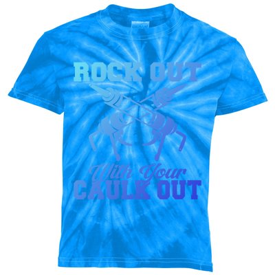 Rock Out With Your Caulk Out Construction Worker Funny Gift Kids Tie-Dye T-Shirt