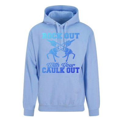 Rock Out With Your Caulk Out Construction Worker Funny Gift Unisex Surf Hoodie