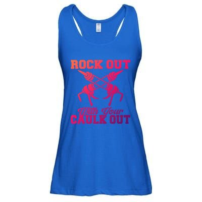 Rock Out With Your Caulk Out Construction Worker Funny Gift Ladies Essential Flowy Tank