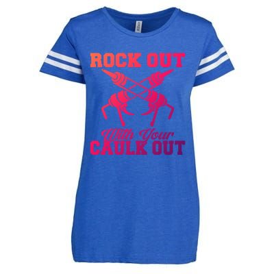 Rock Out With Your Caulk Out Construction Worker Funny Gift Enza Ladies Jersey Football T-Shirt