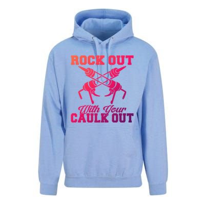 Rock Out With Your Caulk Out Construction Worker Funny Gift Unisex Surf Hoodie