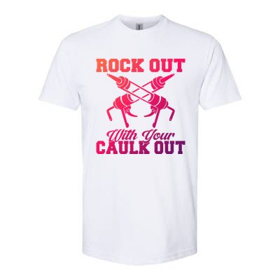 Rock Out With Your Caulk Out Construction Worker Funny Gift Softstyle CVC T-Shirt