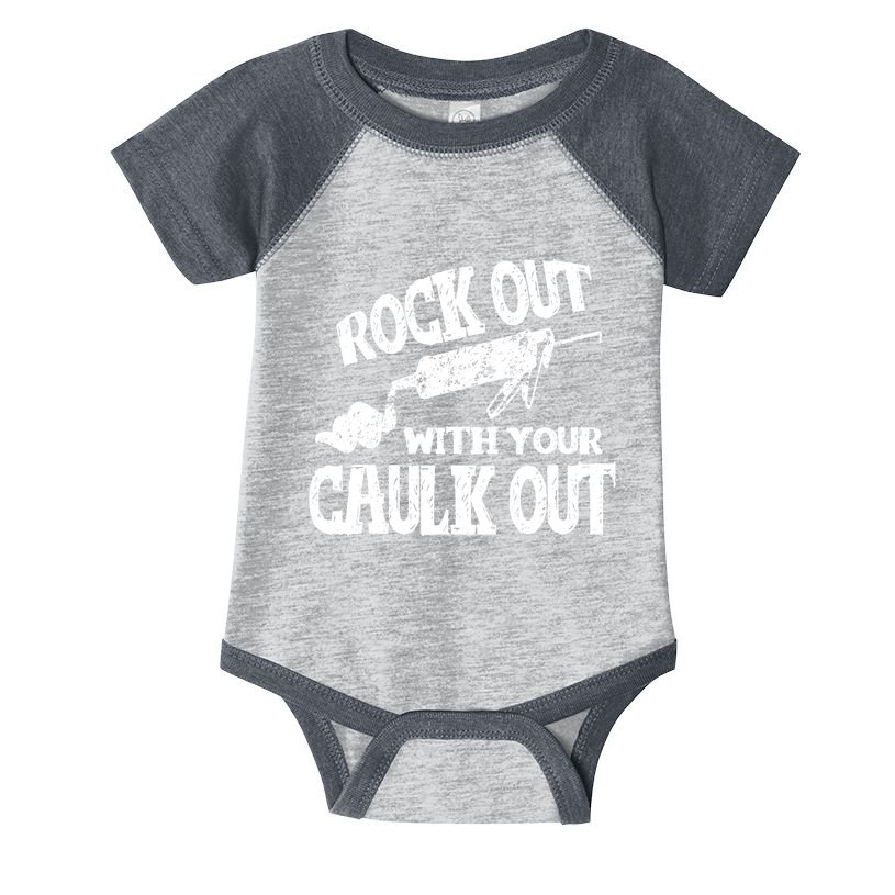 Rock Out With Your Caulk Out Construction Worker Gift Infant Baby Jersey Bodysuit