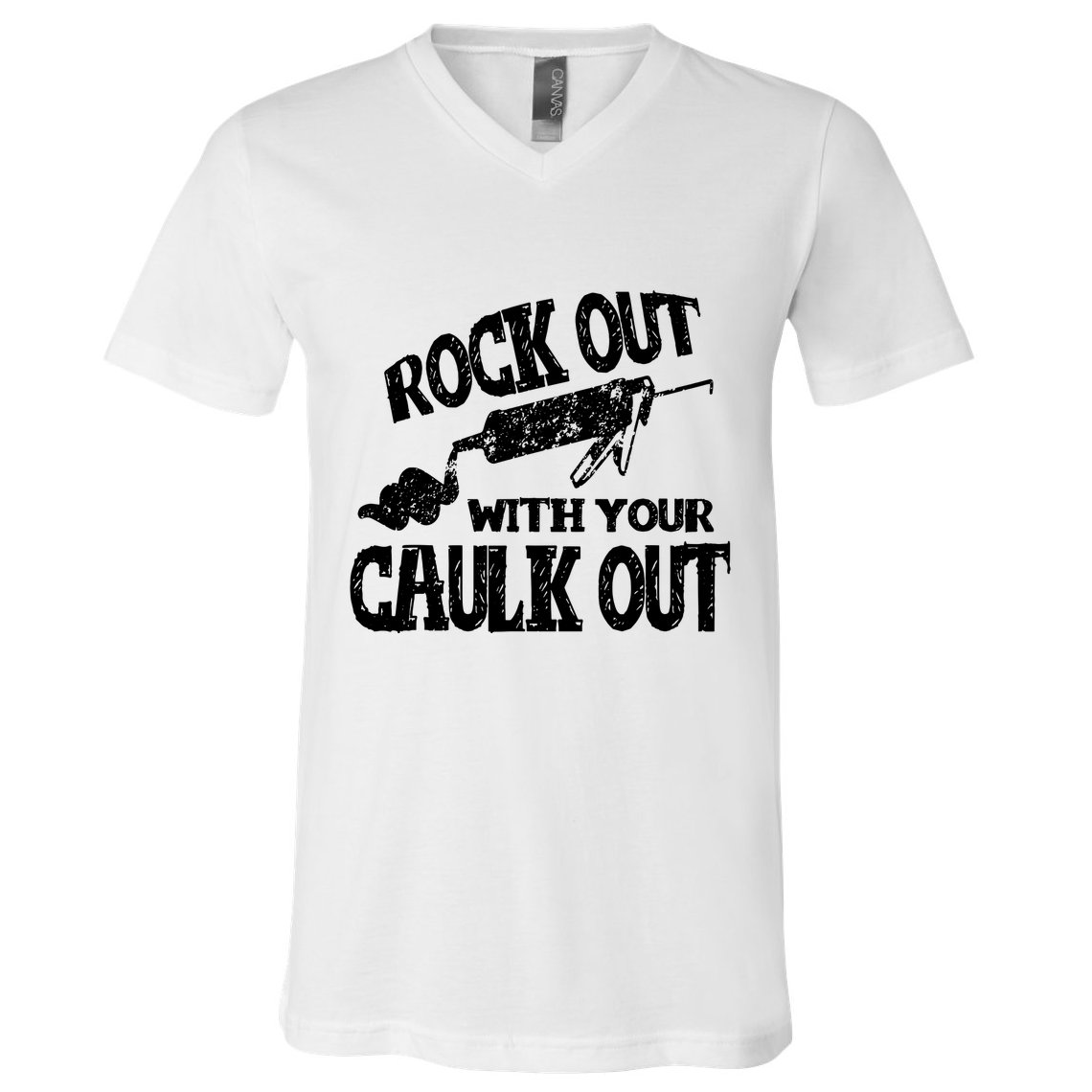 Rock Out With Your Caulk Out Construction Worker Gift V-Neck T-Shirt