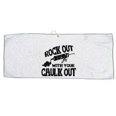 Rock Out With Your Caulk Out Construction Worker Gift Large Microfiber Waffle Golf Towel